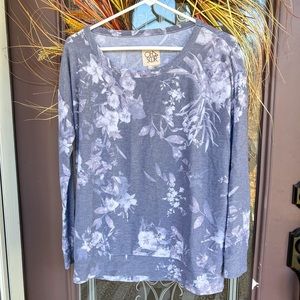 Chaser Sweatshirt Floral Scoop Neck Long Sleeve Pullover Women's Medium